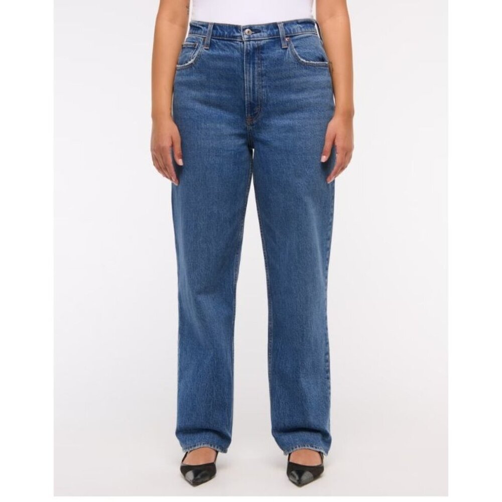Abercrombie & Fitch Ultra High Rise 90s Straight Jeans 14 32 Denim Cotton Relax
